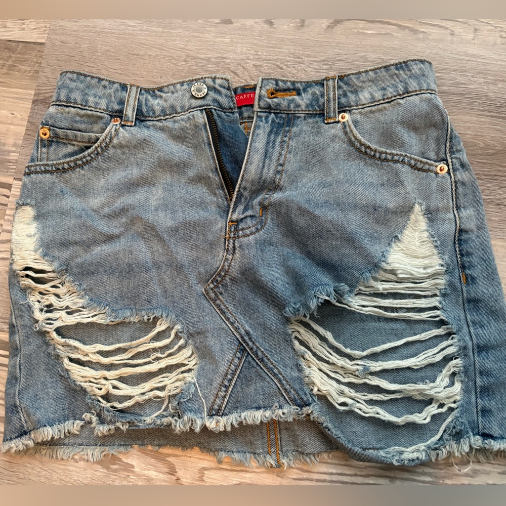 Ripped jean skirt